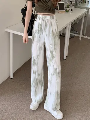 Marble Print Straight Pants