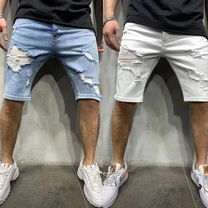Men Fashion Ripped Denim Shorts