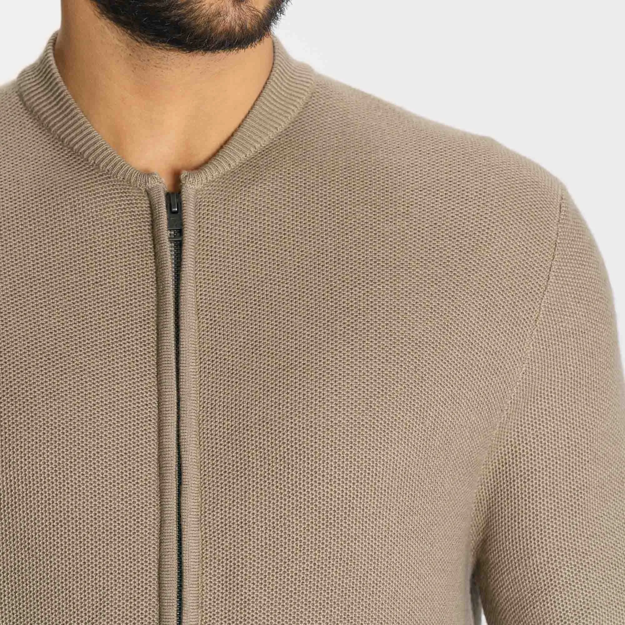 Mens Beige Sweater Cardigan
