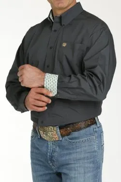 Men's Cinch SOLID BUTTON-DOWN WESTERN SHIRT - CHARCOAL