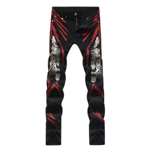 Men's Leopard Type Printed Men's Fashion Design Jeans