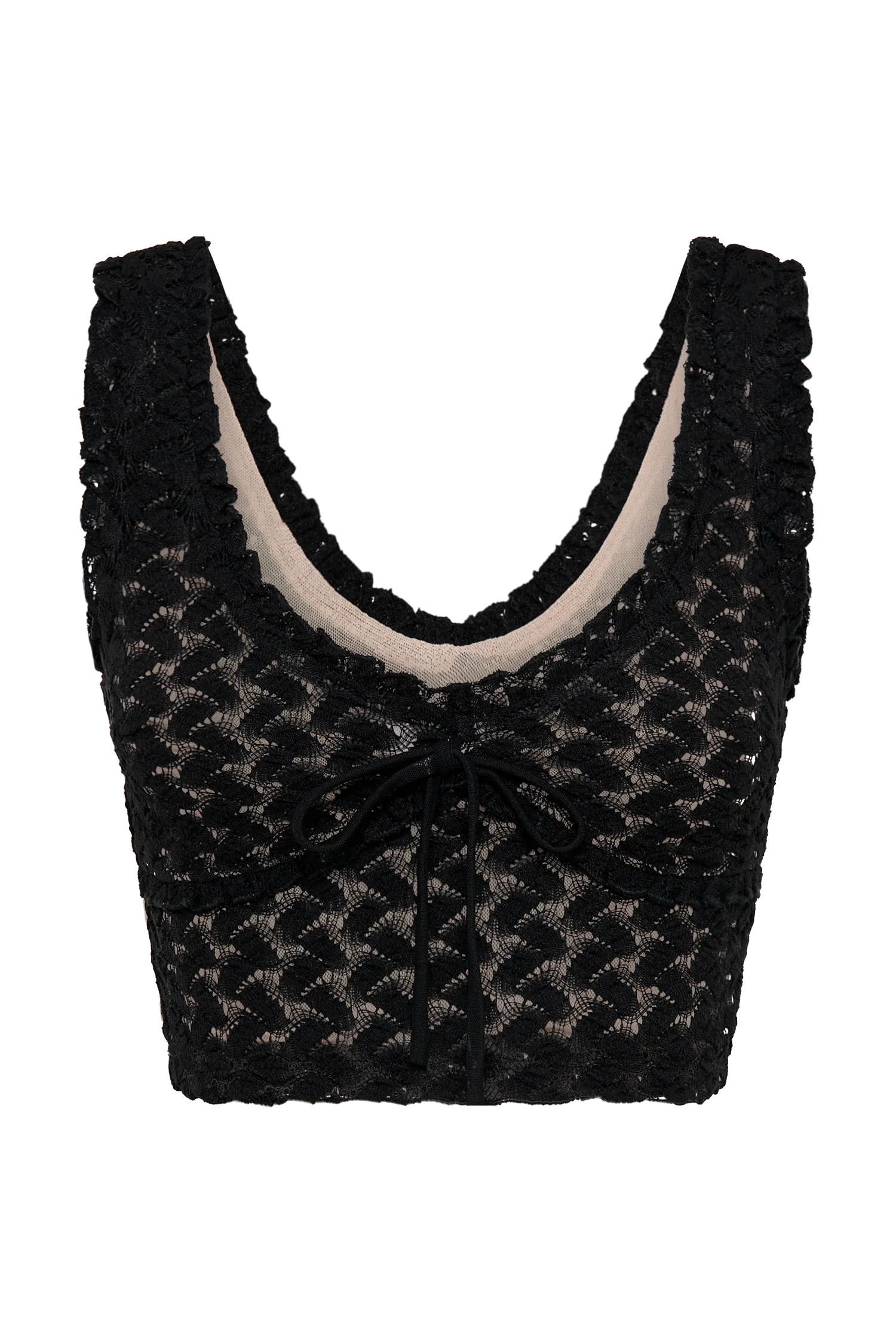 Morgan Mesh And Lace Sleeveless Top - Black