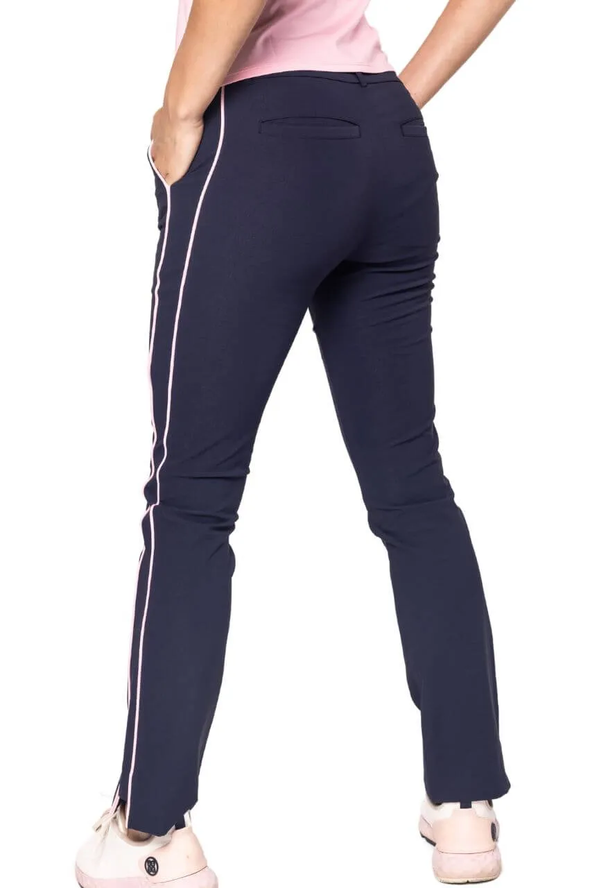 Navy/Rose Pink Stretch Ankle Pant