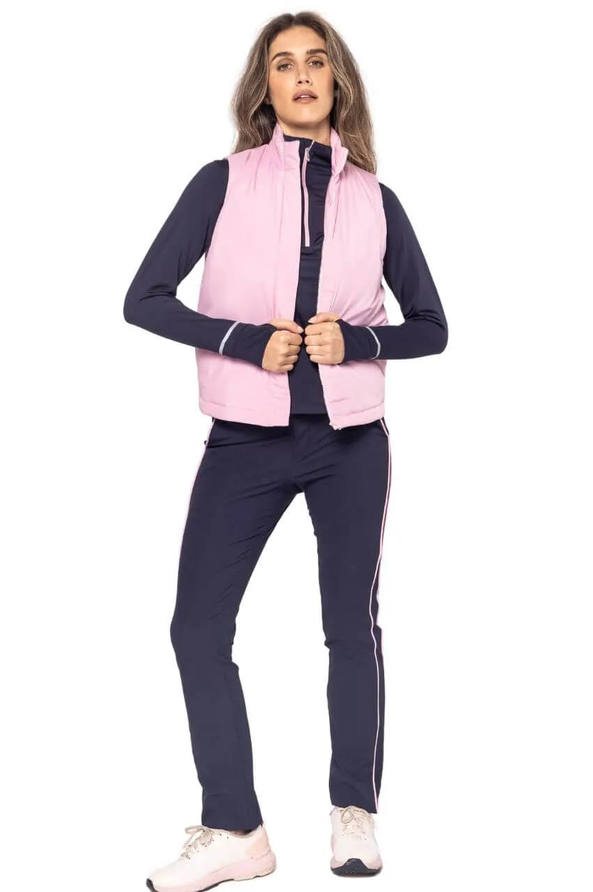 Navy/Rose Pink Stretch Ankle Pant