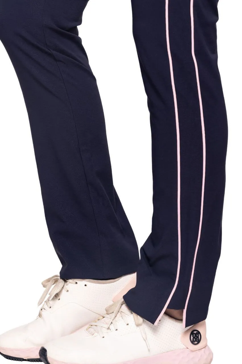 Navy/Rose Pink Stretch Ankle Pant