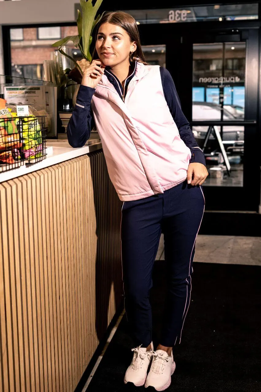 Navy/Rose Pink Stretch Ankle Pant