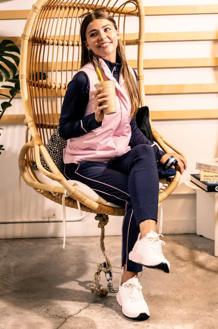 Navy/Rose Pink Stretch Ankle Pant