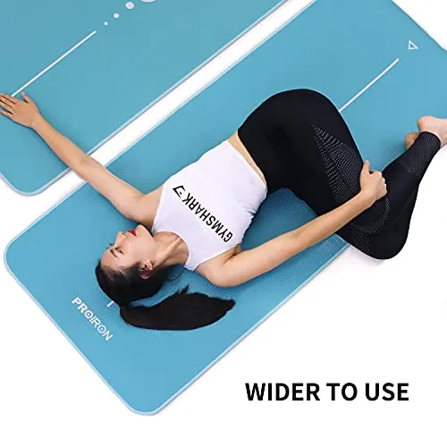 NBR Yoga Mat 1830×660×10 mm - GREEN PROIRON Pilates Mat Edge Protection Non-Slip Yoga Mat Exercise Extra Thick Foam Mat Fitness Workout Mats Home Gym with Carrying Strap