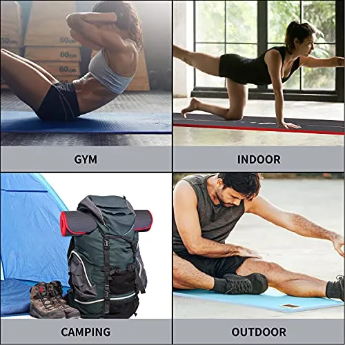 NBR Yoga Mat 1830×660×10 mm - GREEN PROIRON Pilates Mat Edge Protection Non-Slip Yoga Mat Exercise Extra Thick Foam Mat Fitness Workout Mats Home Gym with Carrying Strap