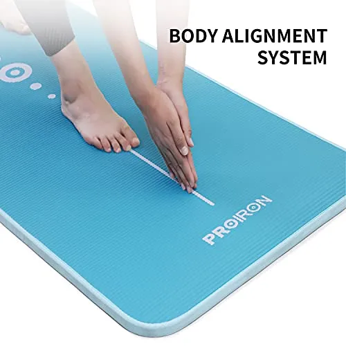 NBR Yoga Mat 1830×660×10 mm - GREEN PROIRON Pilates Mat Edge Protection Non-Slip Yoga Mat Exercise Extra Thick Foam Mat Fitness Workout Mats Home Gym with Carrying Strap