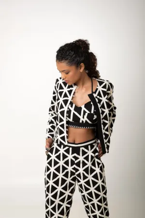 New Season Summer/Fall 2024-Pants Applique Cotton Lola Black White -Ka-Sha - Fashion Edit Aseem