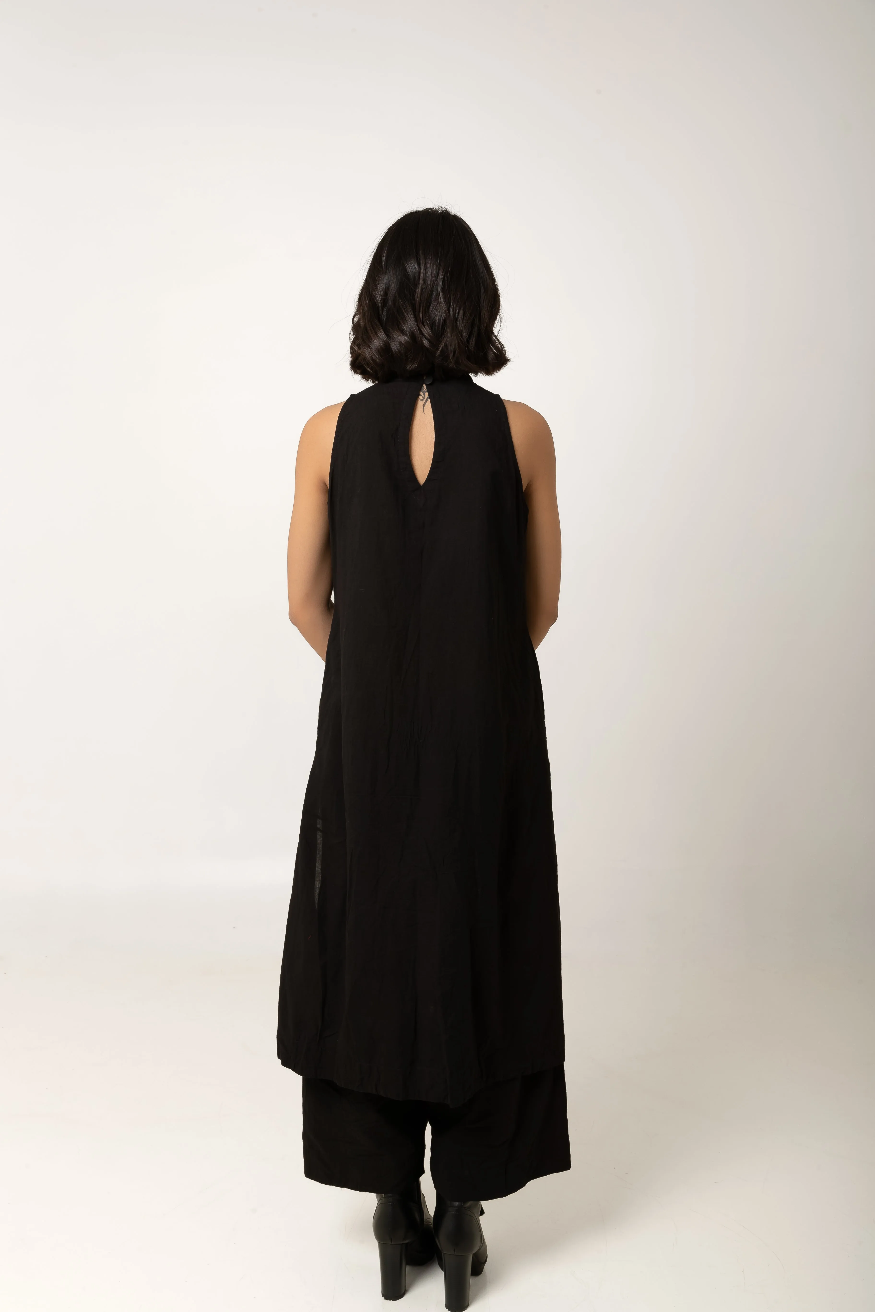 New Season Summer/Fall 2024-Pants Straight Muslin Cotton Kari Black -Ka-Sha - Fashion Edit Aseem