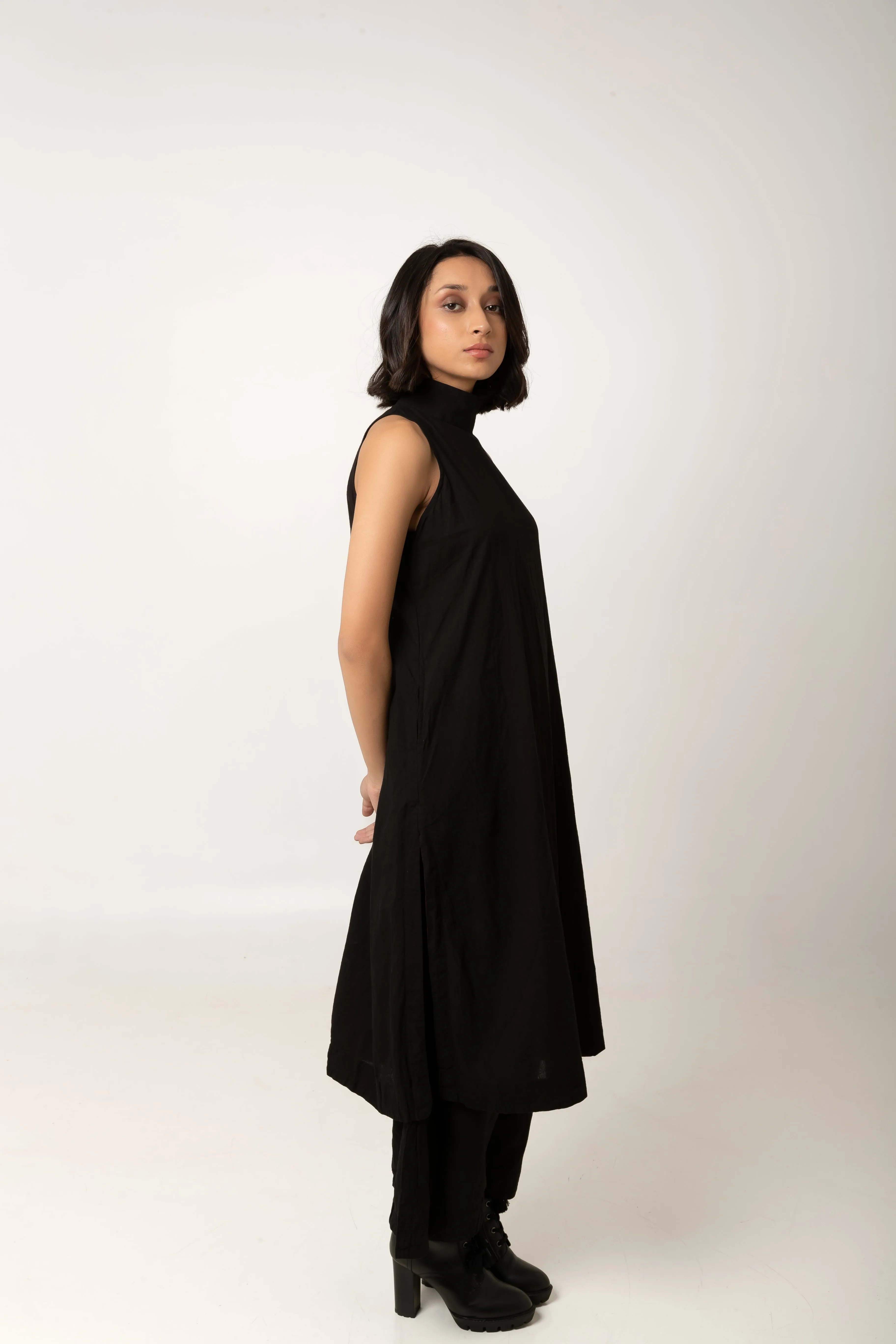 New Season Summer/Fall 2024-Pants Straight Muslin Cotton Kari Black -Ka-Sha - Fashion Edit Aseem