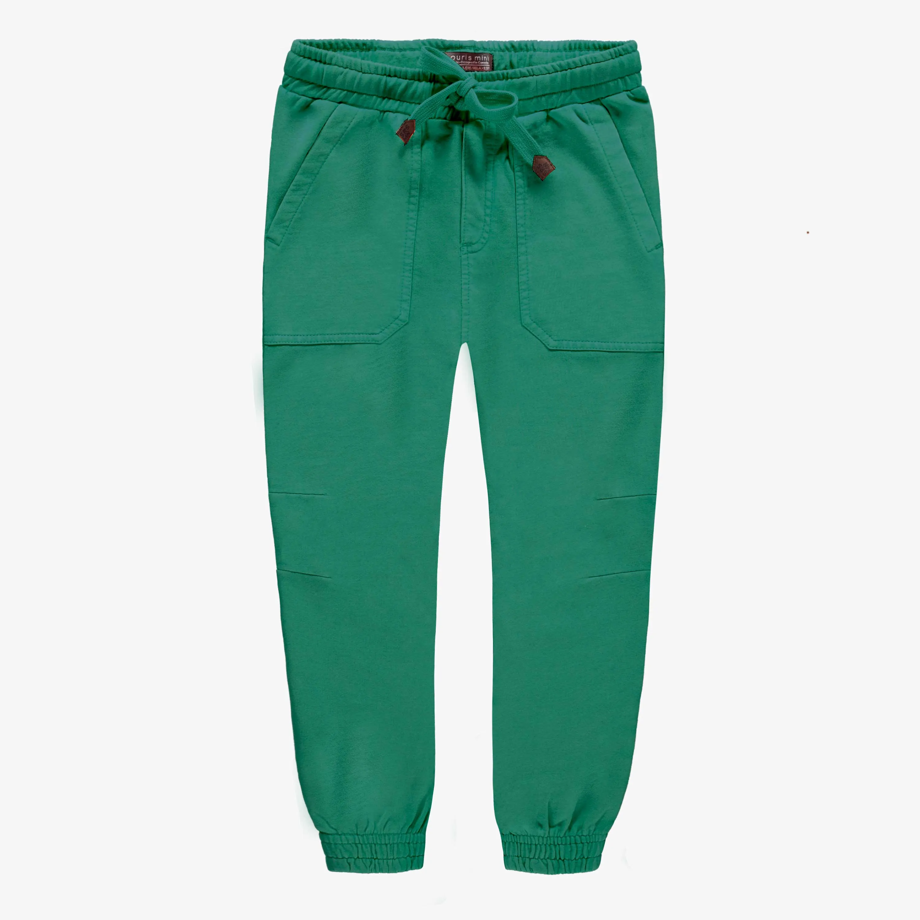 Pantalon coupe décontractée vert en coton français, enfant  || Green relaxed fit pant jogging style, child
