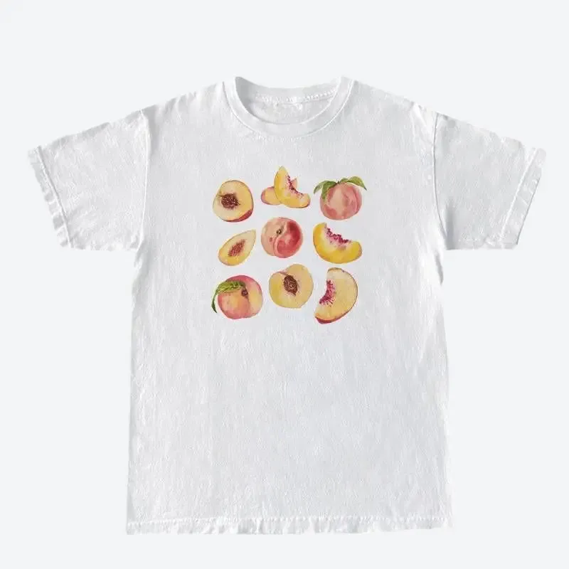 Peach Graphic Tee for a Playful Y2K Summer Look