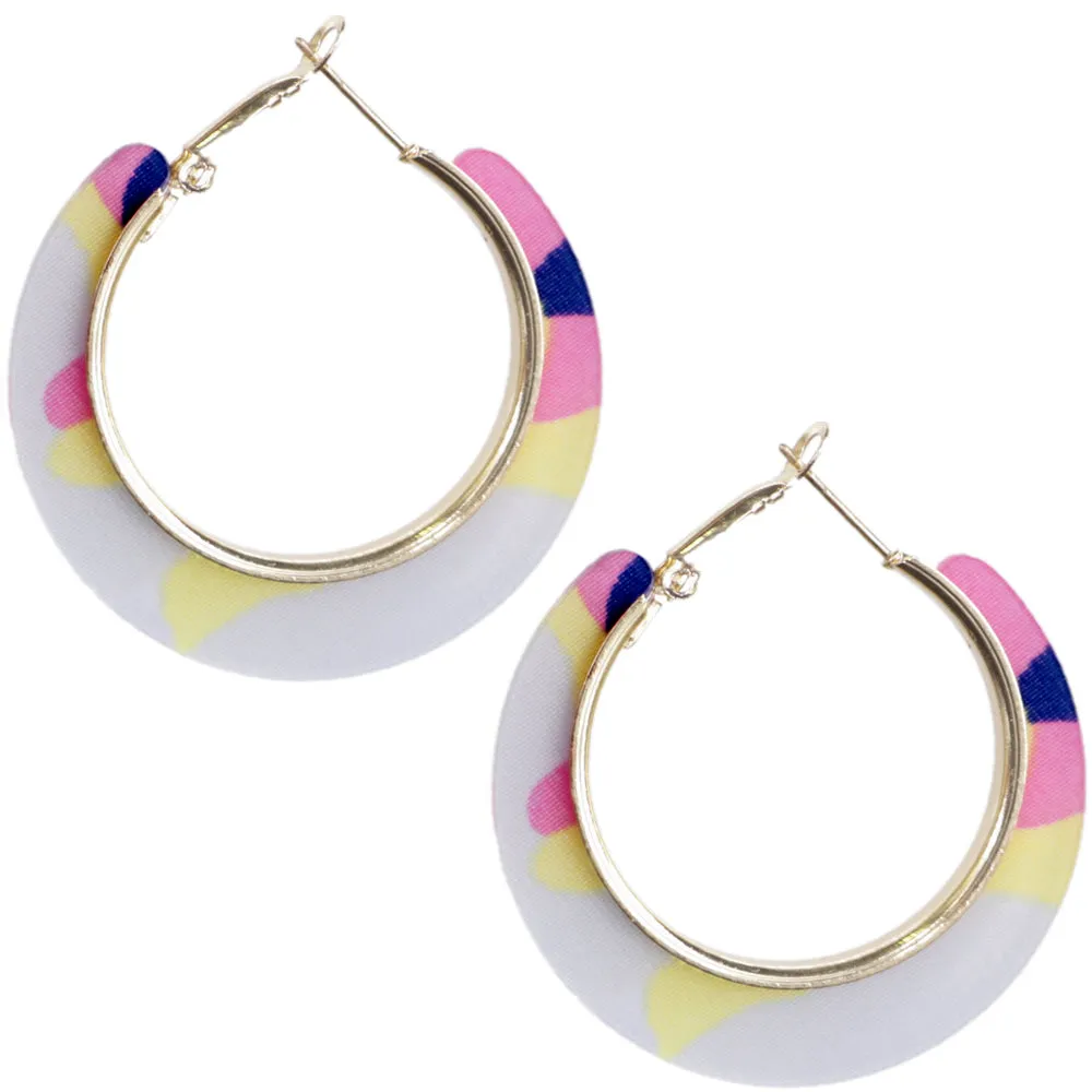 Pink Acrylic Camo Mini Hoop Earrings