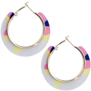 Pink Acrylic Camo Mini Hoop Earrings