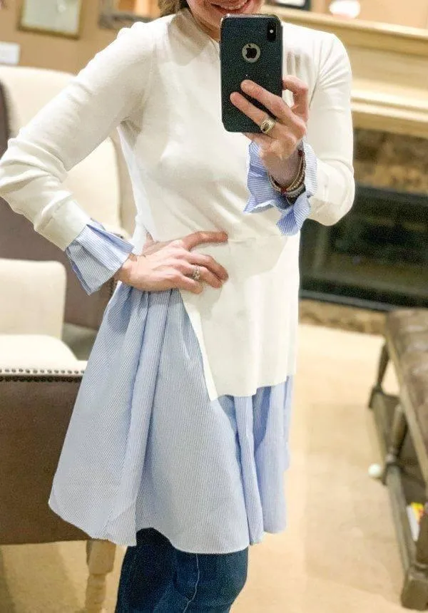 Pinny Knit Poplin Dress