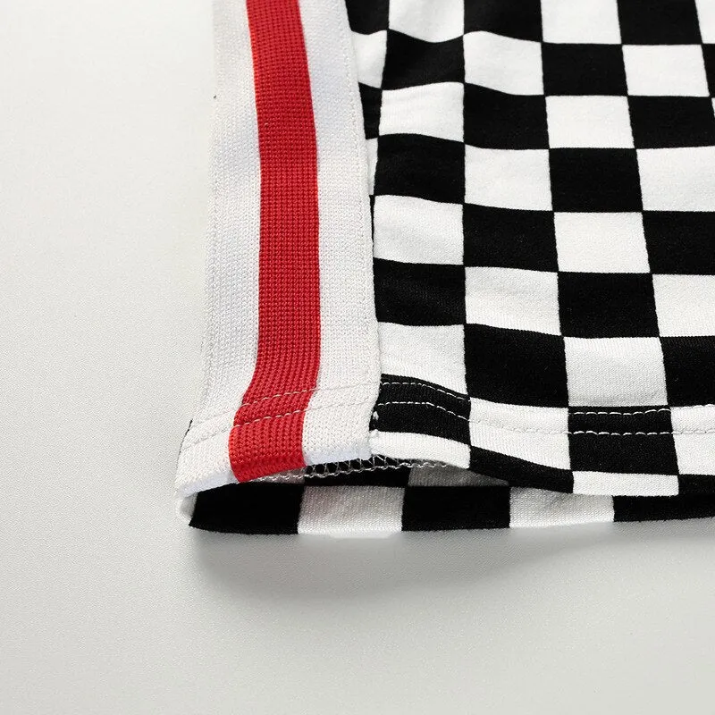 Plaid Black and White Crop Top