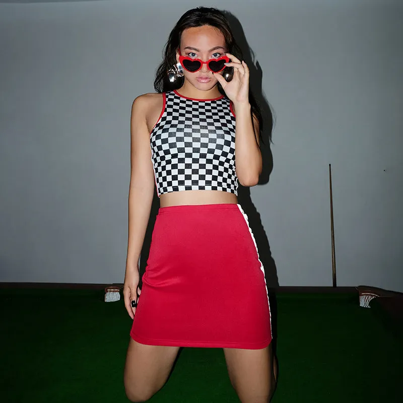 Plaid Black and White Crop Top