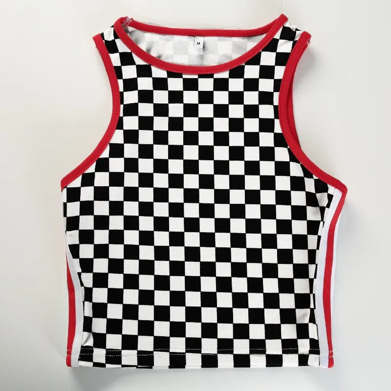 Plaid Black and White Crop Top
