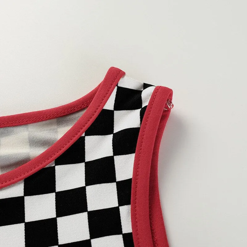 Plaid Black and White Crop Top