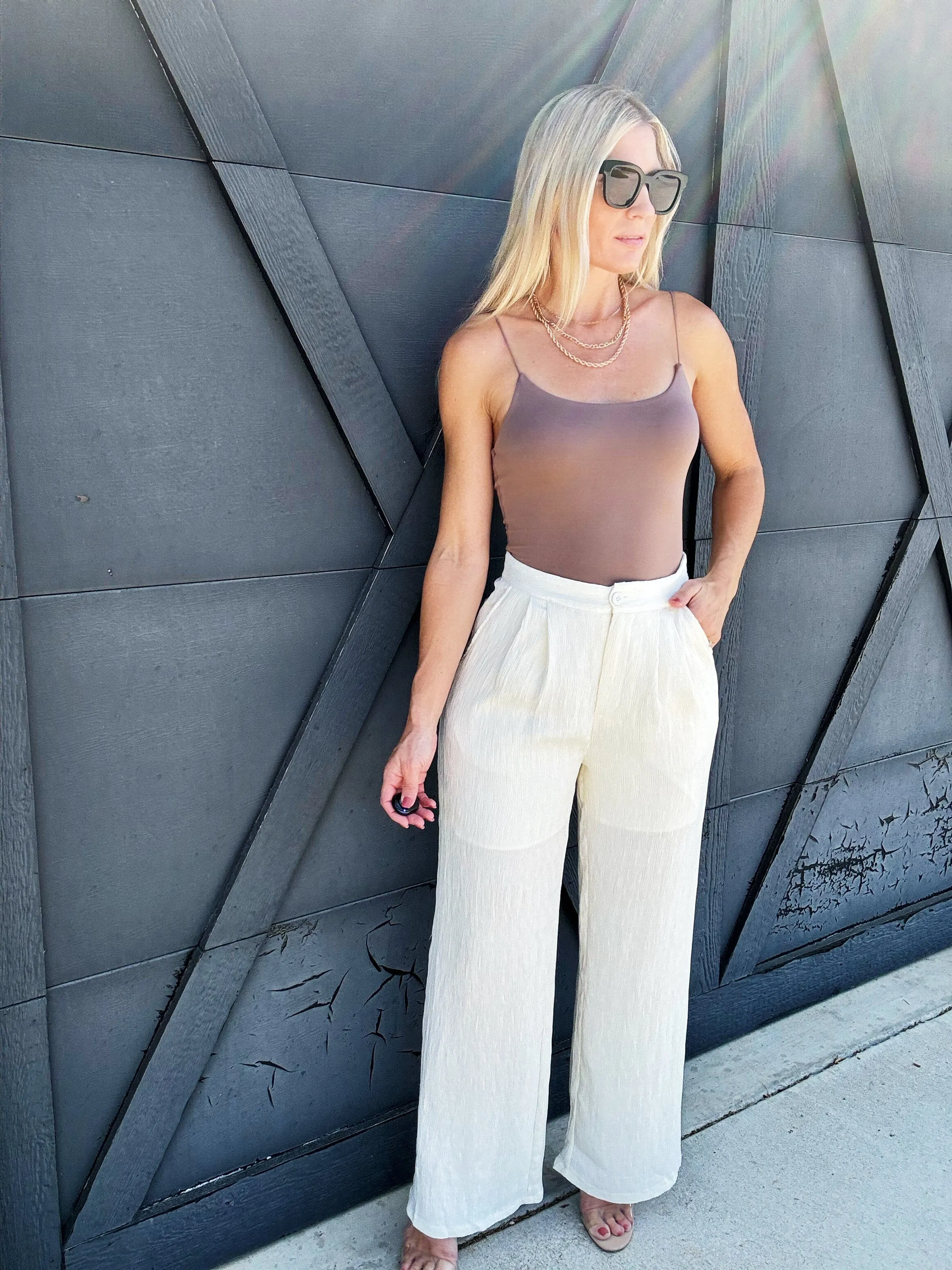 Pleat Pant In Cream