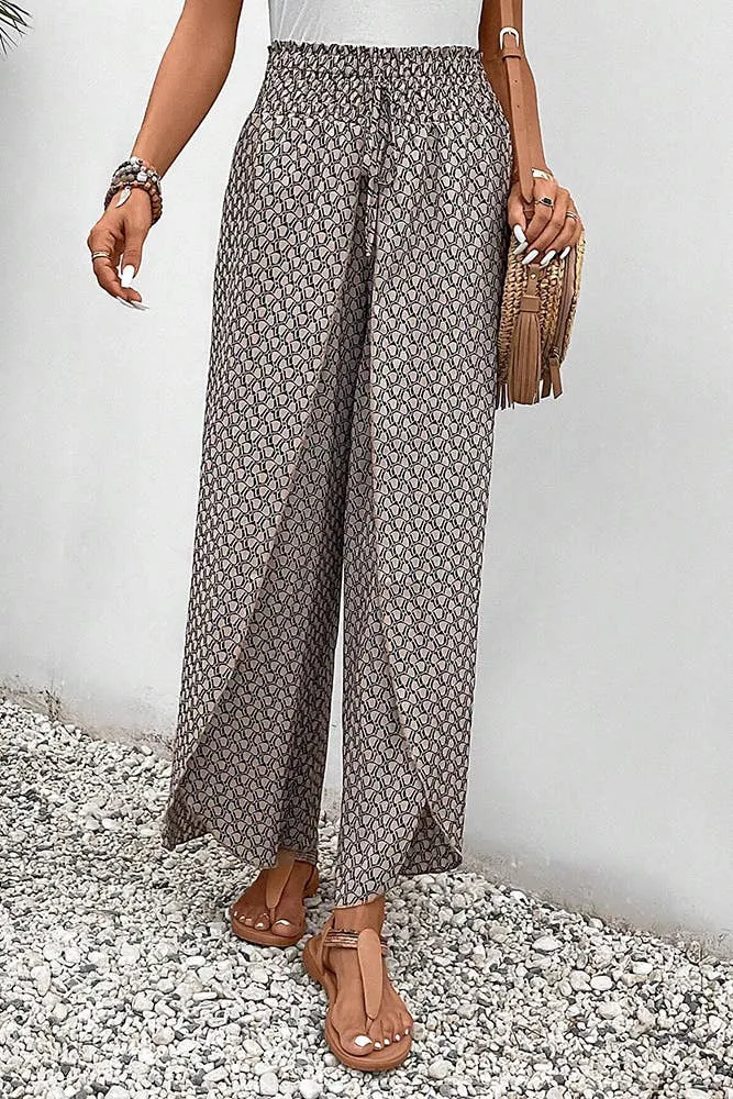 Printed Split High Waist Pants