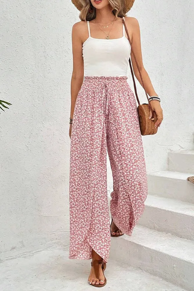Printed Split High Waist Pants