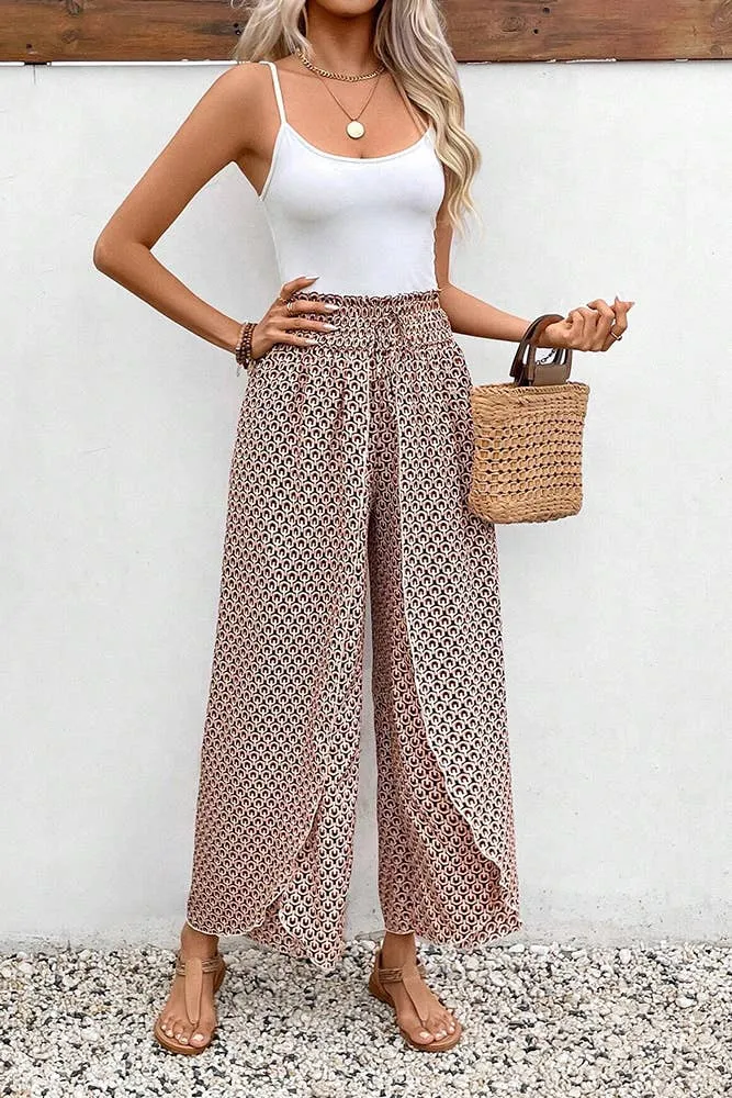 Printed Split High Waist Pants