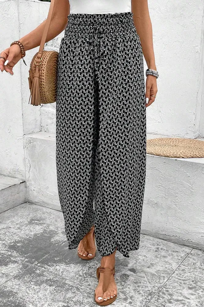 Printed Split High Waist Pants