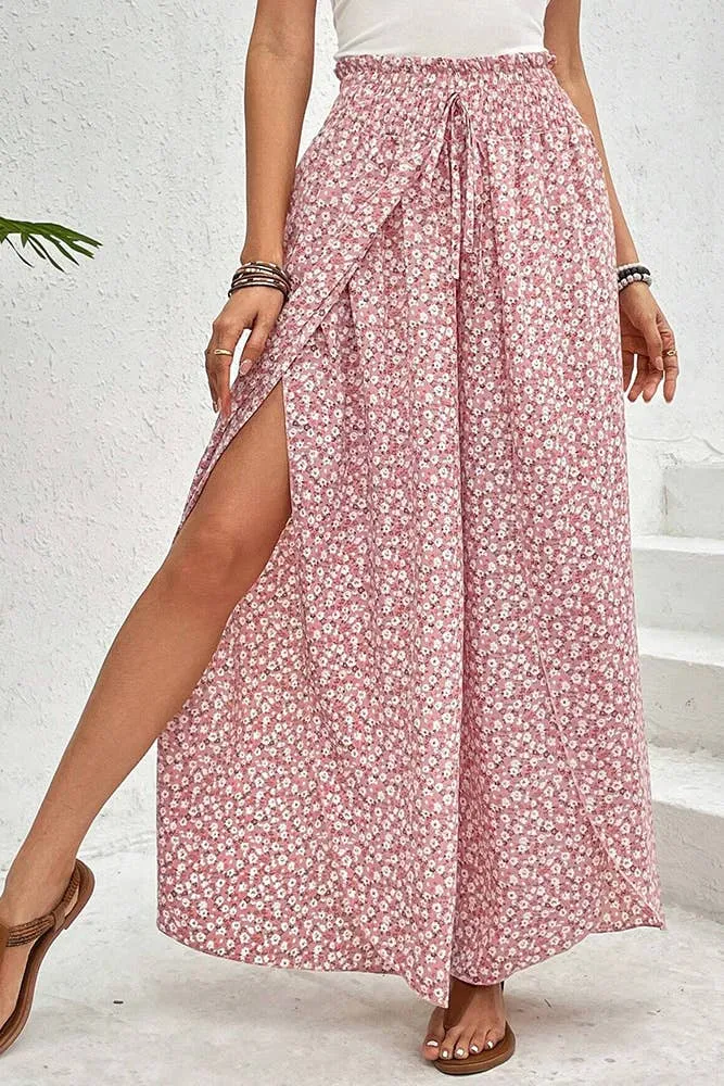 Printed Split High Waist Pants