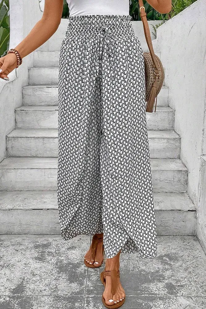Printed Split High Waist Pants