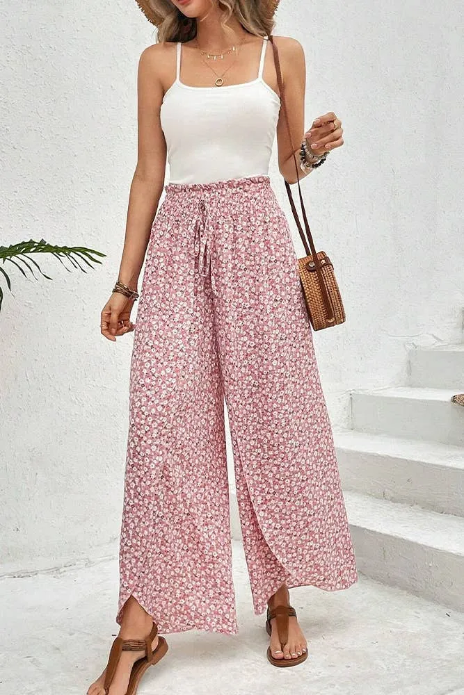 Printed Split High Waist Pants