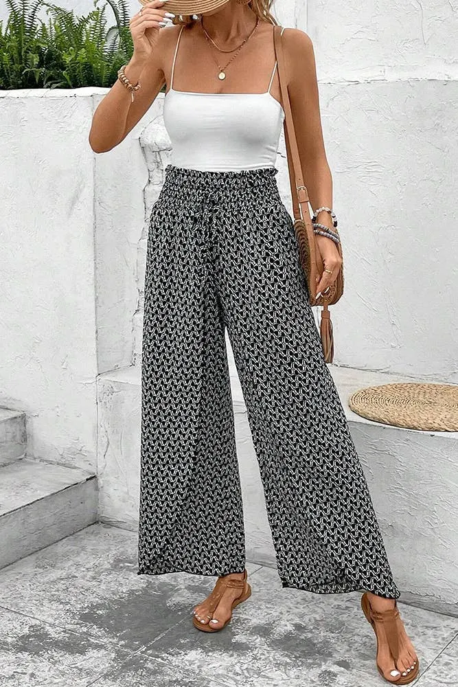 Printed Split High Waist Pants