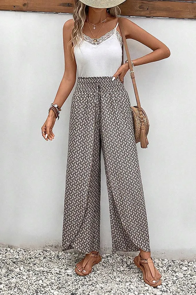 Printed Split High Waist Pants