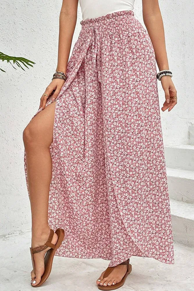 Printed Split High Waist Pants