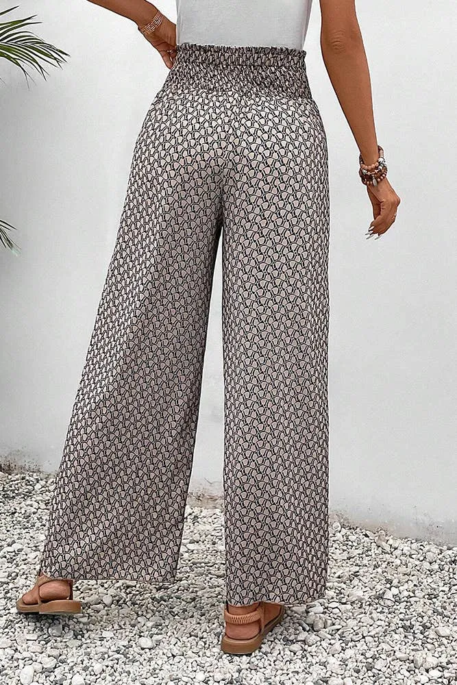 Printed Split High Waist Pants