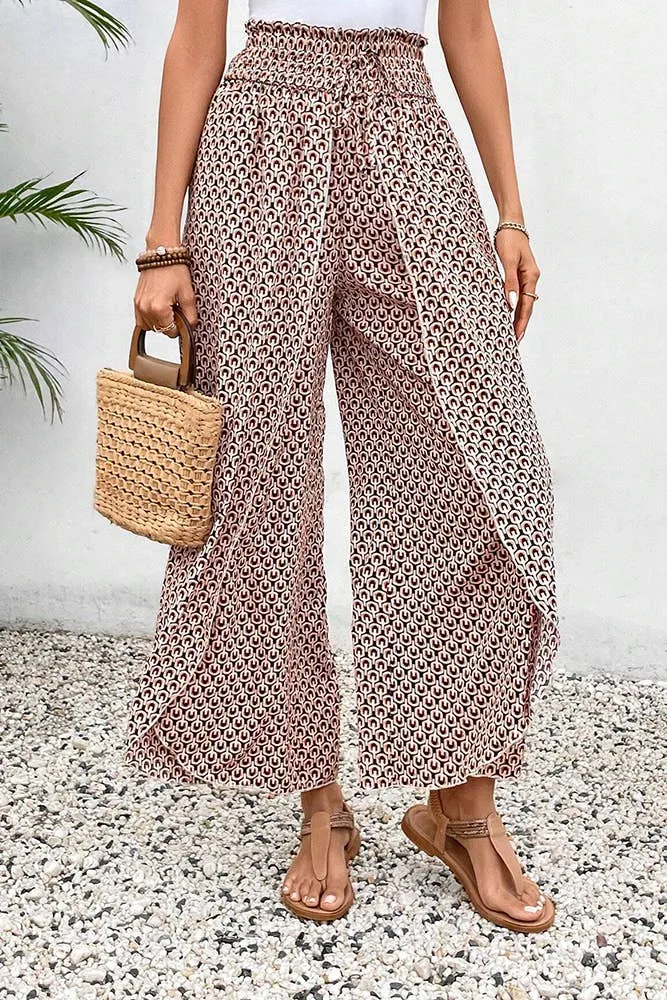 Printed Split High Waist Pants
