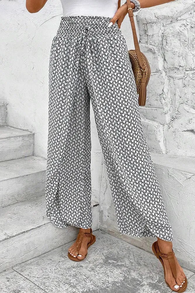 Printed Split High Waist Pants