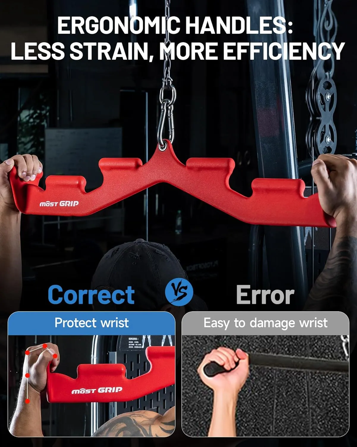 Pull Down Bar with 6 Ergonomic Handles