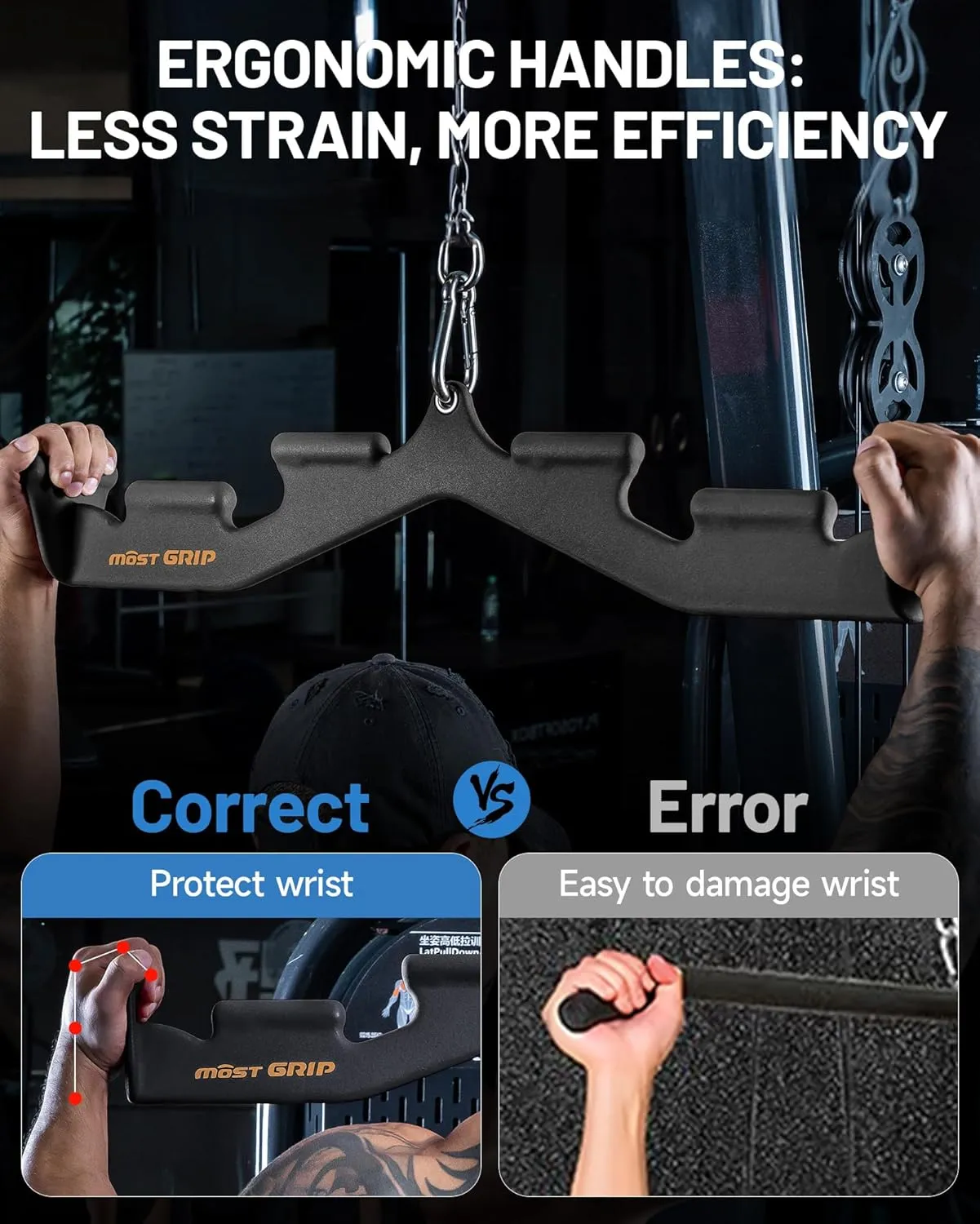 Pull Down Bar with 6 Ergonomic Handles