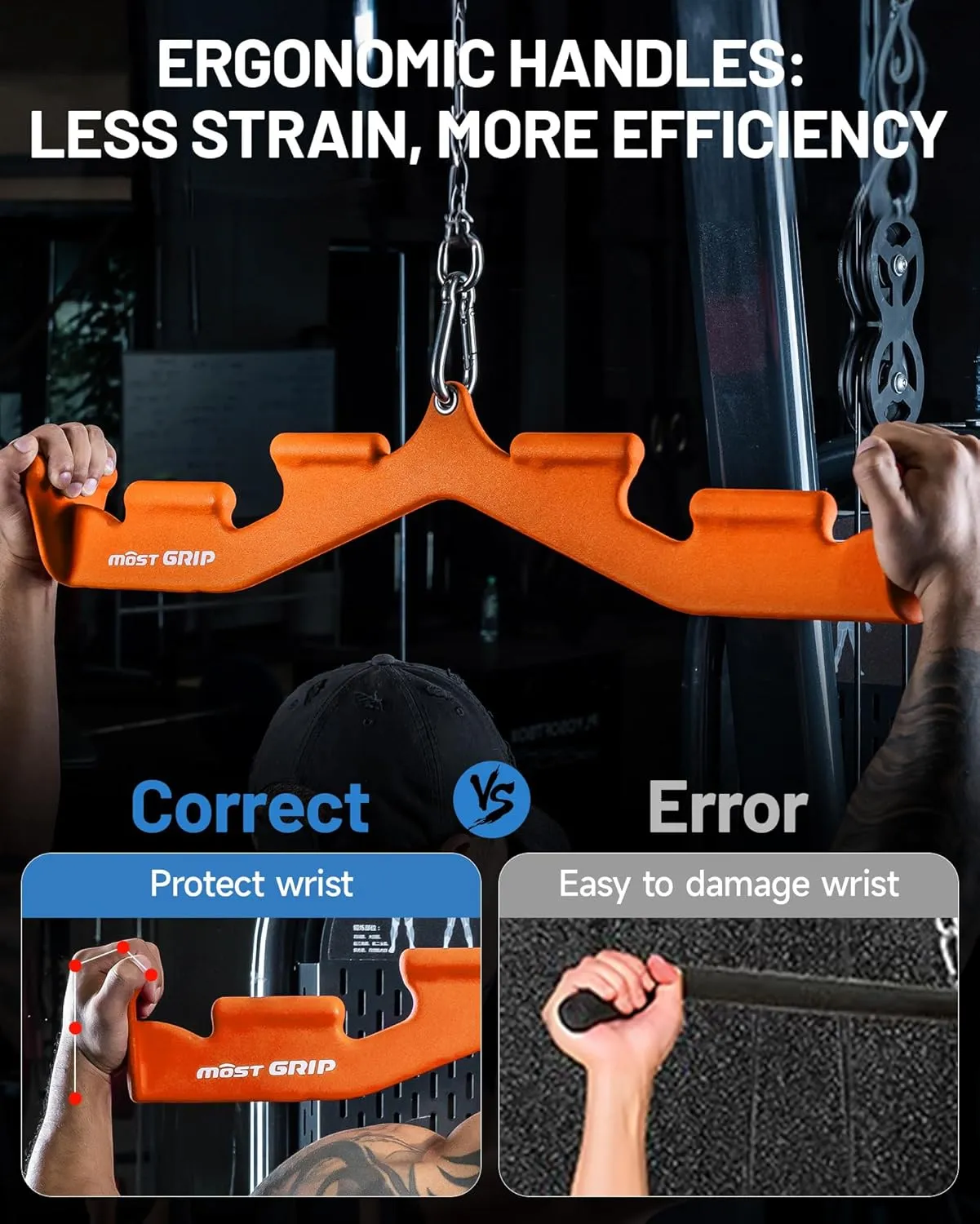 Pull Down Bar with 6 Ergonomic Handles