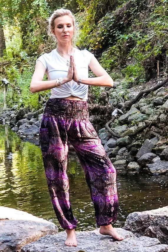 Purple Paisley Women's Boho Pants