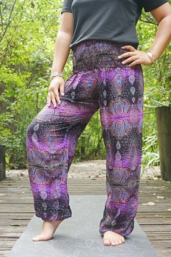 Purple Paisley Women's Boho Pants