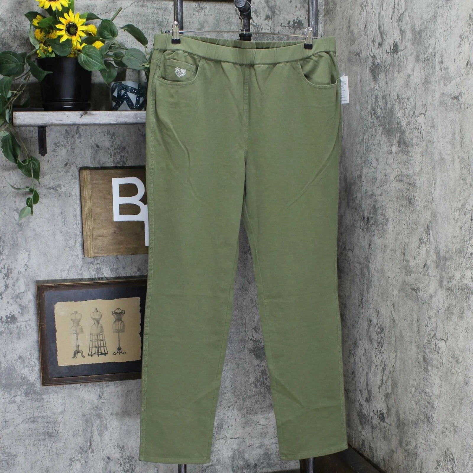 Quacker Factory Plus Tall DreamJeannes Pull On Straight Leg Pants