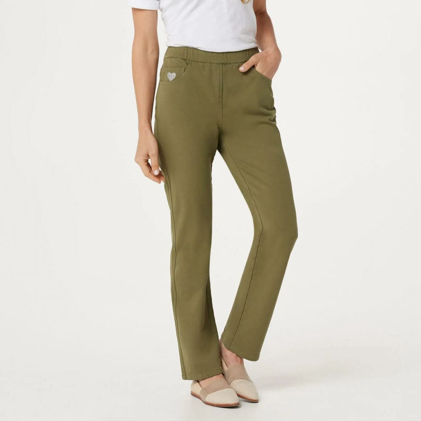 Quacker Factory Plus Tall DreamJeannes Pull On Straight Leg Pants