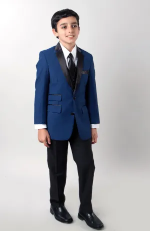 "Jason" Tazio Kids Blue 4-Piece Tuxedo