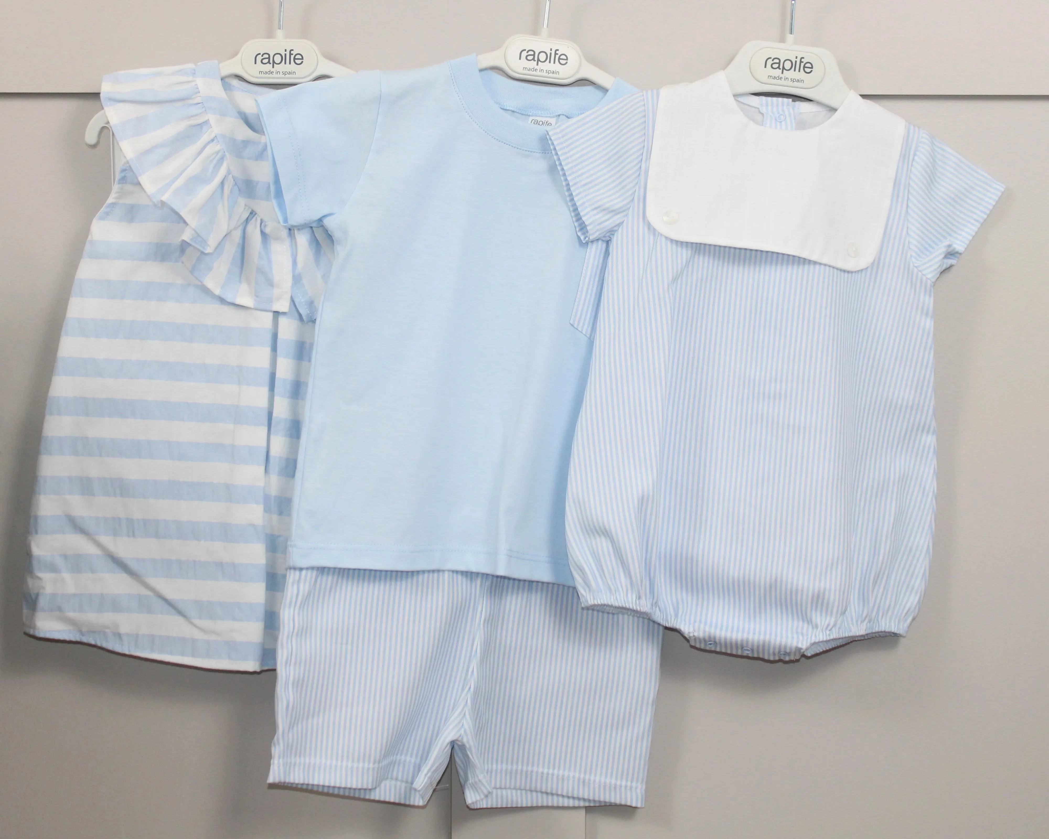 "Jonny" Sky Bibbed Romper