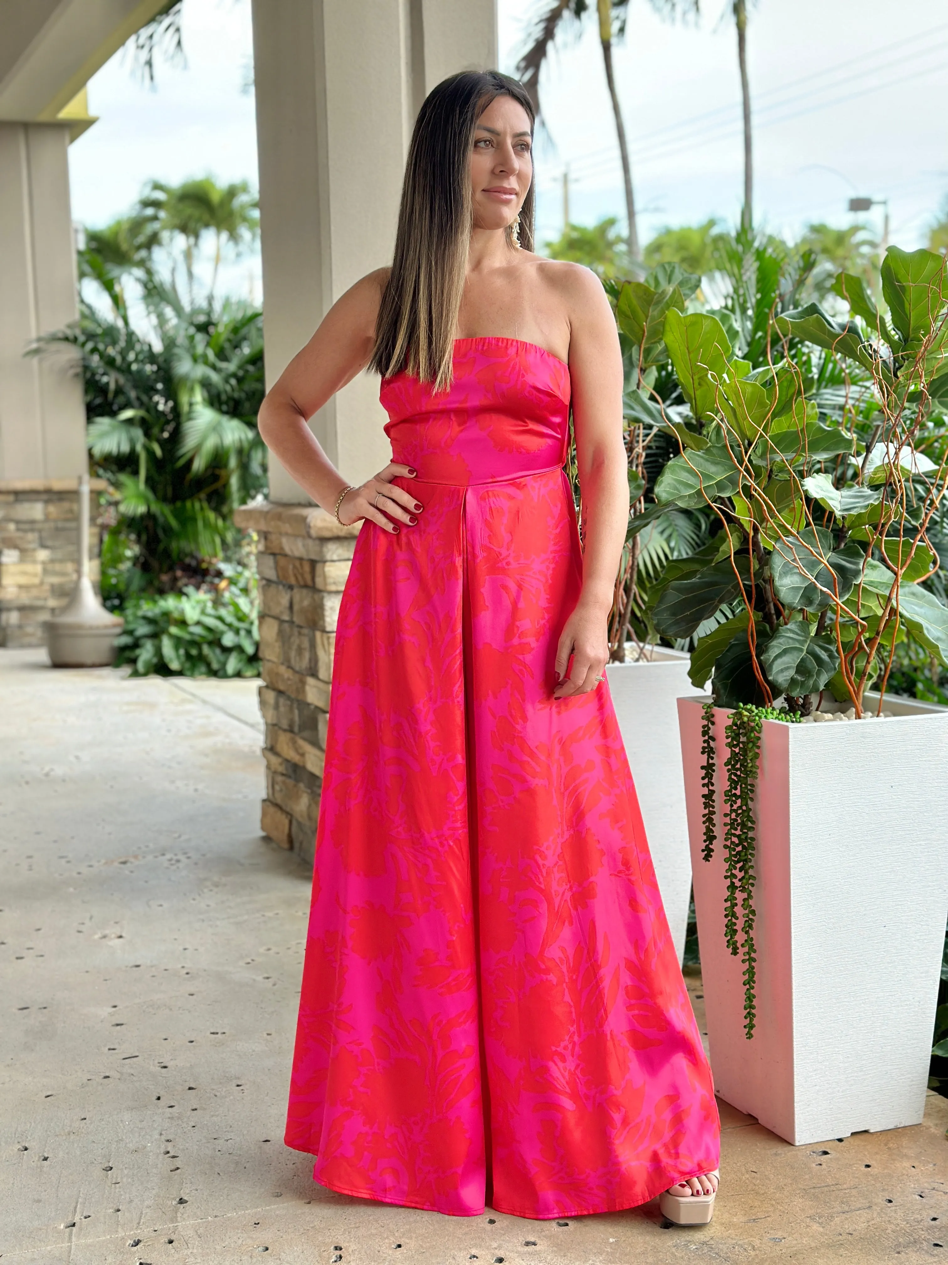 "Valen" Tube Tie Back Chest Elastic Back Waisted Jumpsuit